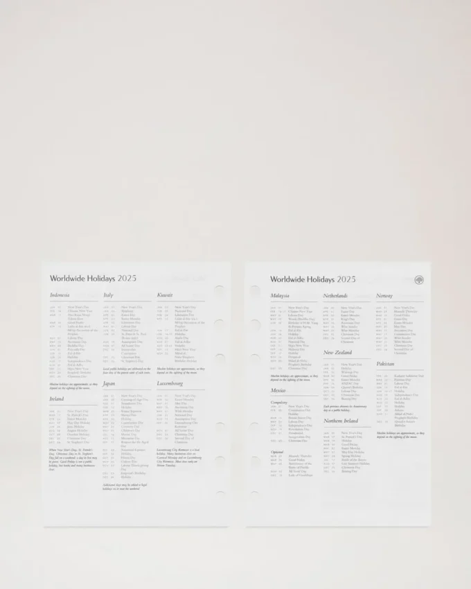 2025 Agenda Diary Insert White Paper Men