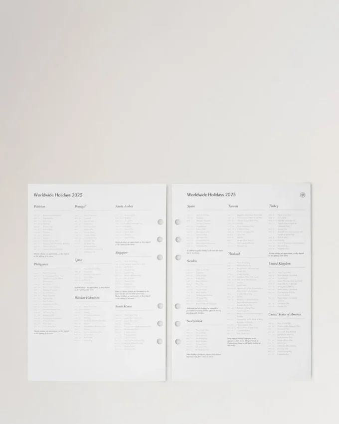 2025 Planner Diary Insert White Paper Men