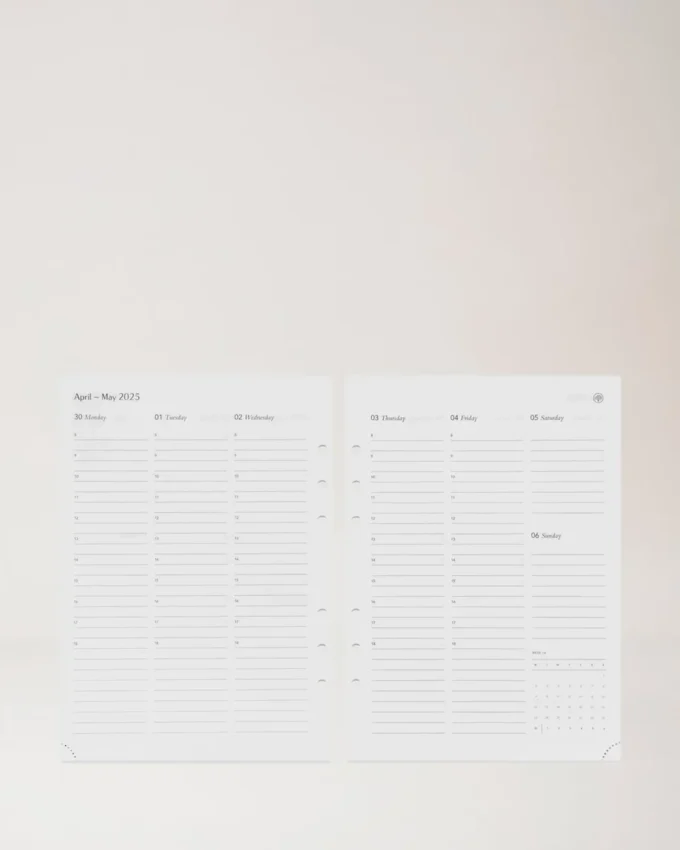 2025 Planner Diary Insert White Paper Men
