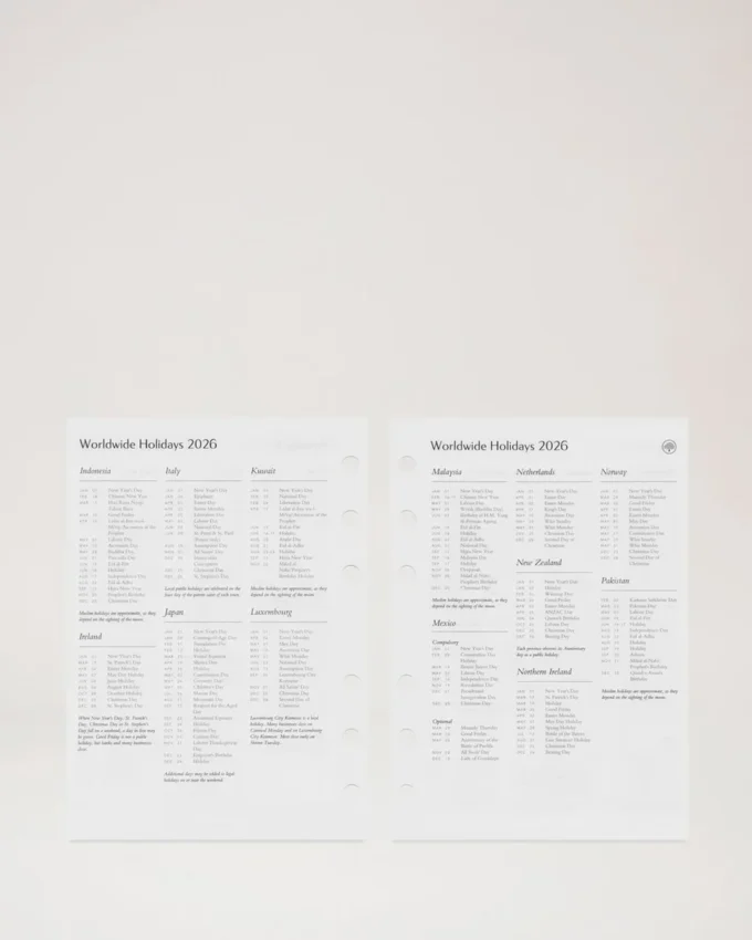 2026 Agenda Diary Insert White Paper Women