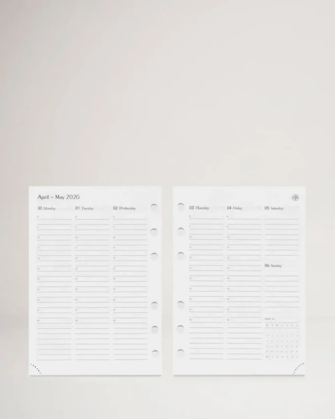 2026 Agenda Diary Insert White Paper Women