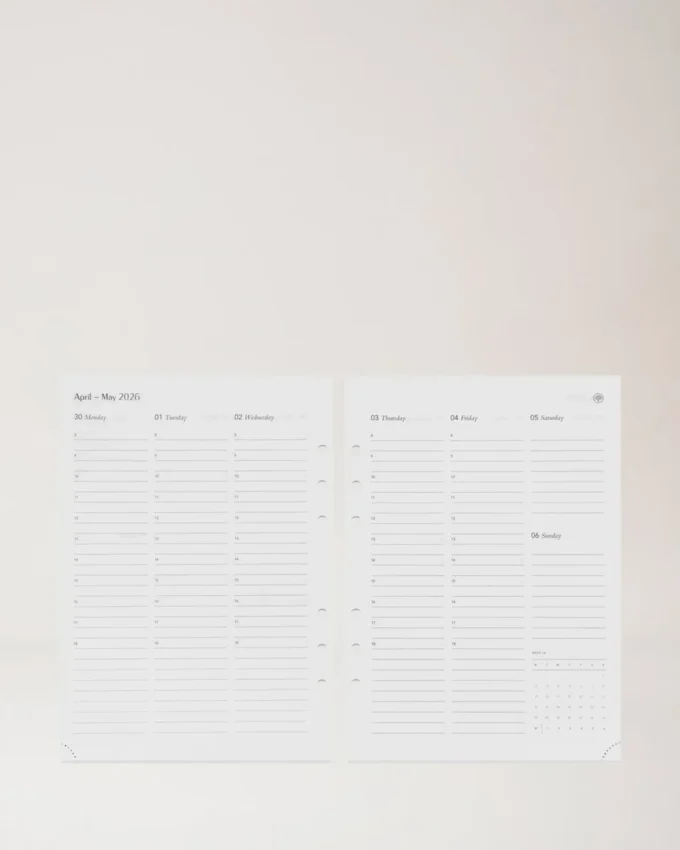 2026 Planner Diary Insert White Paper Women