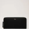 8 Card Zip Around Wallet Black Small Classic Grain