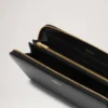 8 Card Zip Around Wallet Black Small Classic Grain
