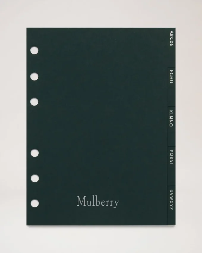 Agenda Contacts Dividers Insert Mulberry Green Paper