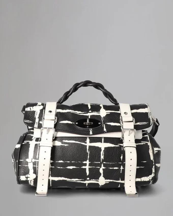 Alexa Pre-Loved Black & White Printed Check Pre-Loved Bags