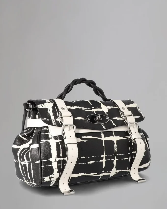 Alexa Pre-Loved Black & White Printed Check Pre-Loved Bags