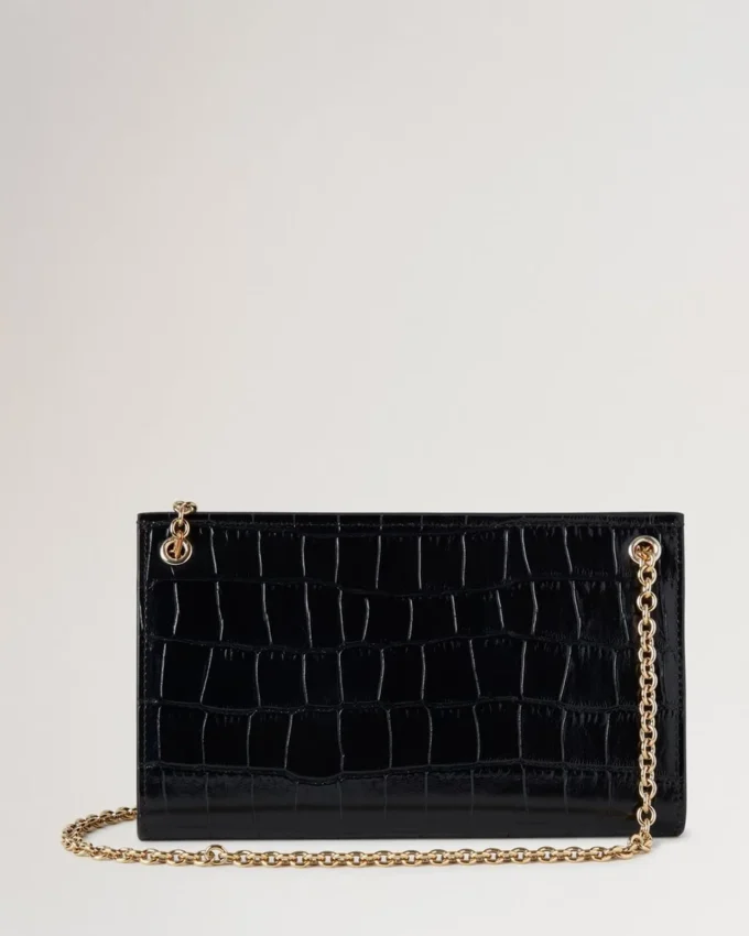 Amberley Clutch Black Shiny Small Croc Women