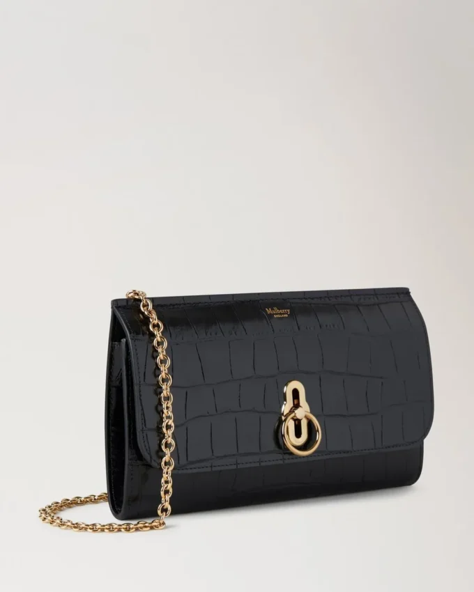 Amberley Clutch Black Shiny Small Croc Women