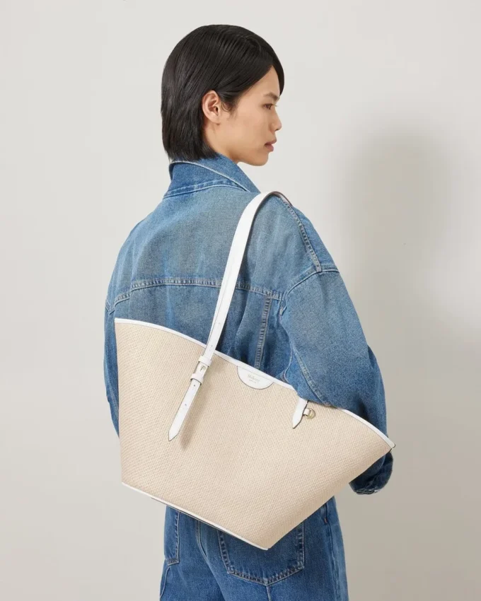 Basket Tote White Raffia Women