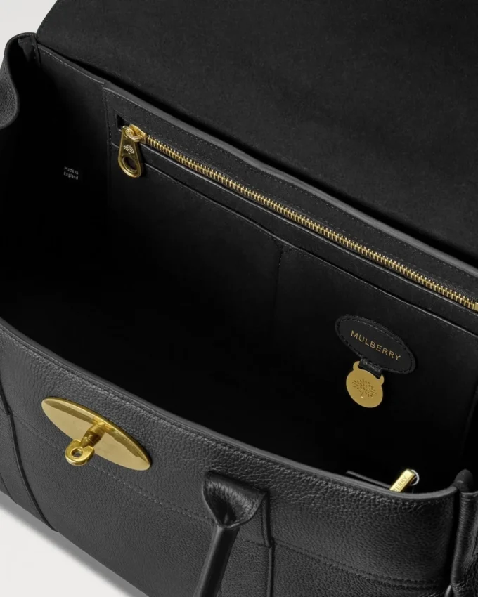 Bayswater in Black & Brass Small Classic Grain Bag Mulberry