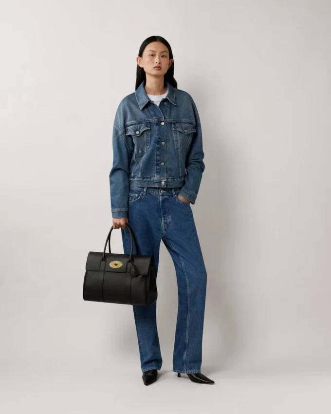 Bayswater in Black & Brass Small Classic Grain Bag Mulberry
