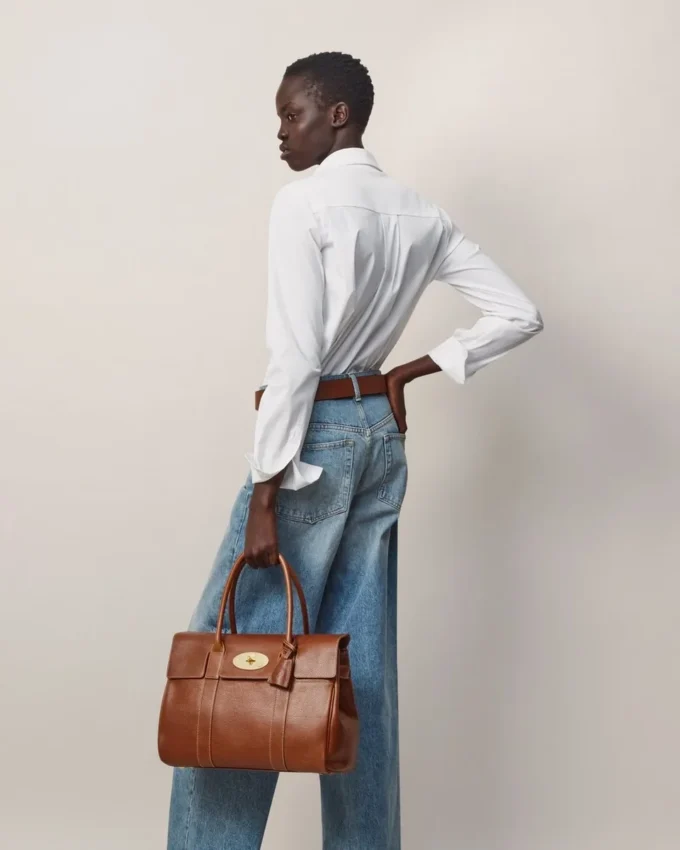 Bayswater in Oak Nvt Classic Tan Leather Bag Mulberry
