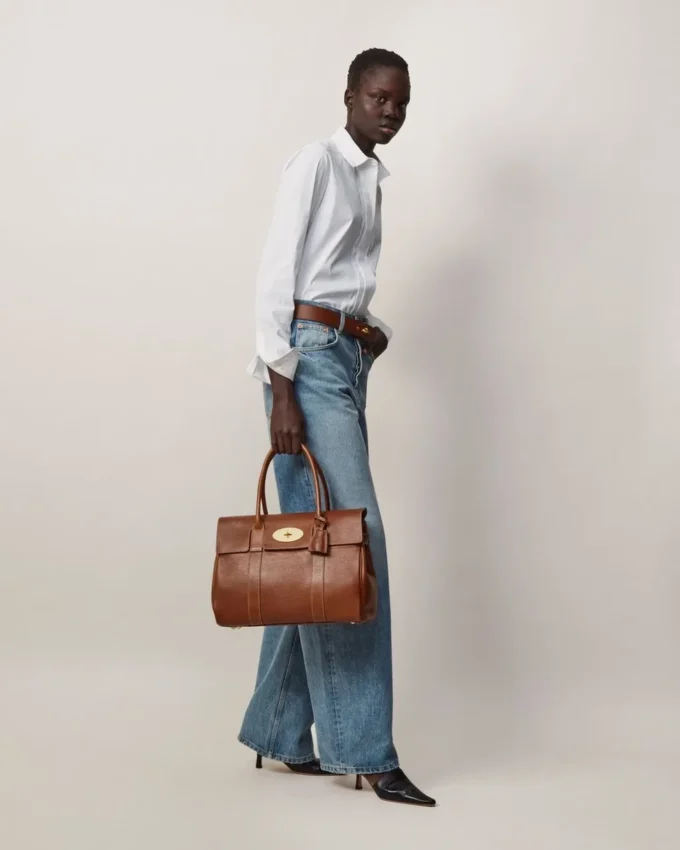 Bayswater in Oak Nvt Classic Tan Leather Bag Mulberry