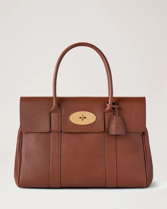Bayswater in Oak Small Classic Grain Leather Bag Mulberry