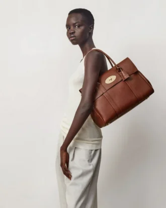 Bayswater in Oak Small Classic Grain Leather Bag Mulberry