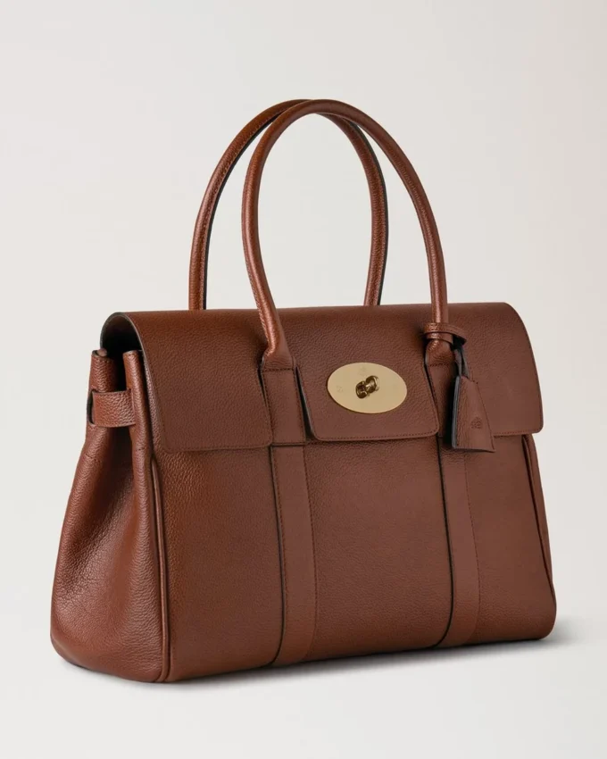 Bayswater in Oak Small Classic Grain Leather Bag Mulberry