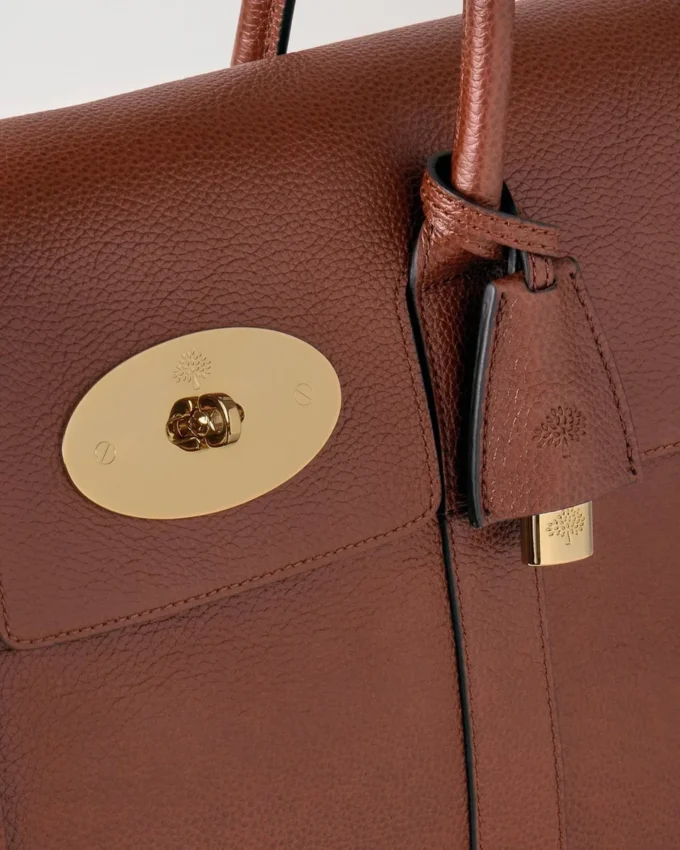 Bayswater in Oak Small Classic Grain Leather Bag Mulberry