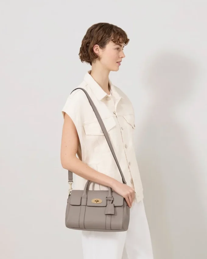 Bayswater Satchel Cashmere Taupe Heavy Grain Women
