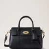 Bayswater Satchel in Black Small Classic Grain Mulberry