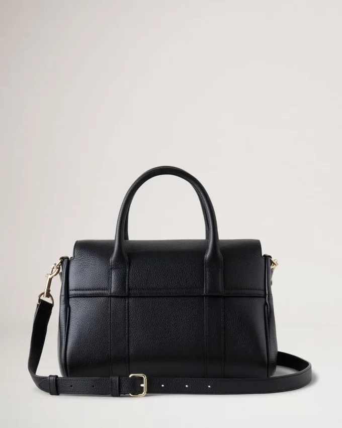 Bayswater Satchel in Black Small Classic Grain Mulberry