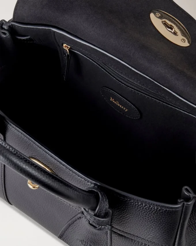 Bayswater Satchel in Black Small Classic Grain Mulberry