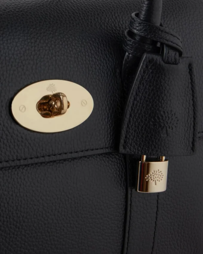 Bayswater Satchel in Black Small Classic Grain Mulberry