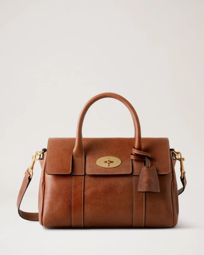 Bayswater Satchel in Oak Nvt Leather Shoulder Bag Mulberry
