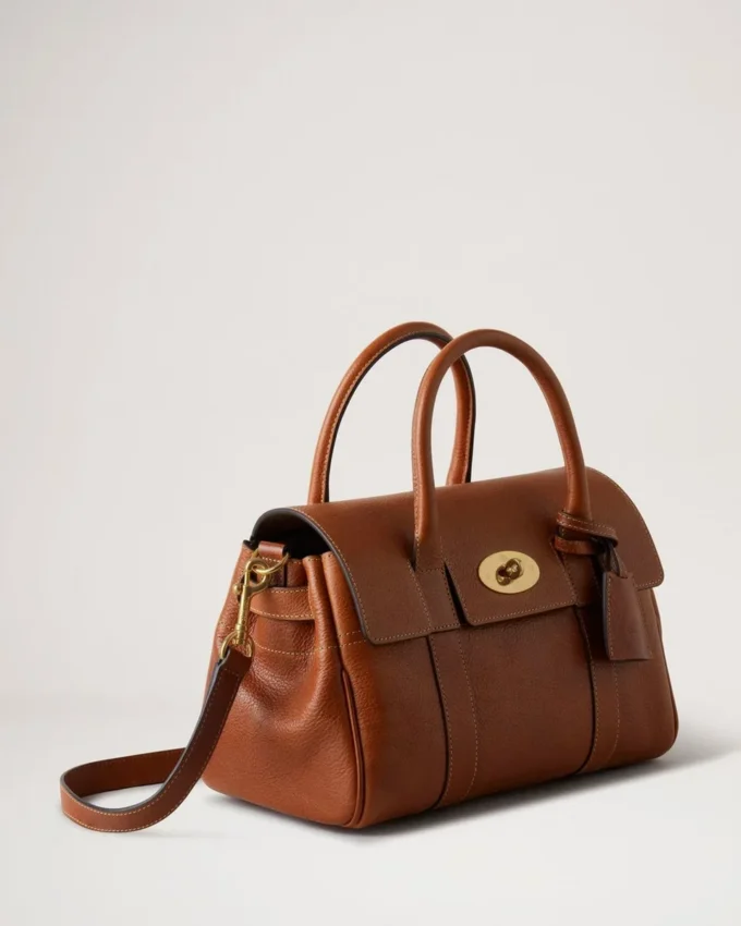 Bayswater Satchel in Oak Nvt Leather Shoulder Bag Mulberry