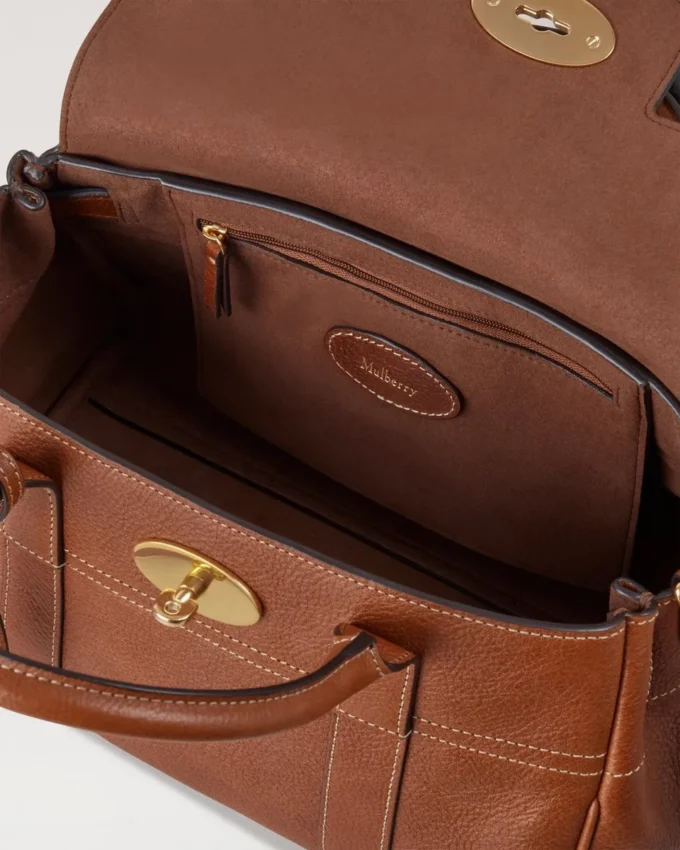 Bayswater Satchel in Oak Nvt Leather Shoulder Bag Mulberry