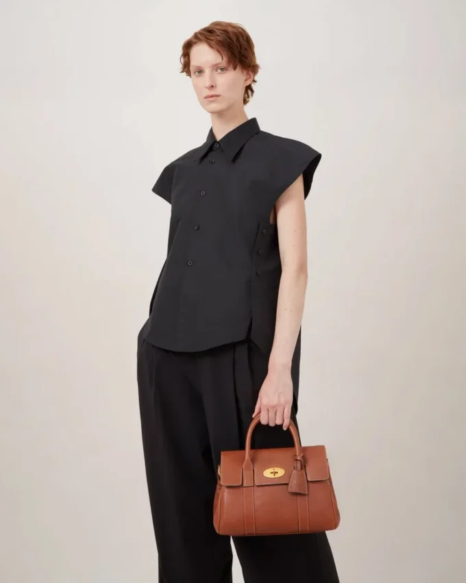 Bayswater Satchel in Oak Nvt Leather Shoulder Bag Mulberry