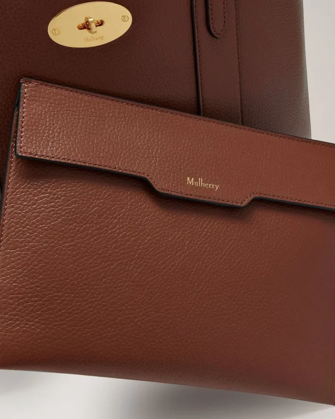 Bayswater Tote in Oak Small Classic Grain Shoulder Bag Mulberry