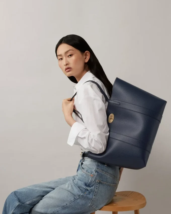 Bayswater Tote Night Sky & Poplin Blue Small Classic Grain with Contrast