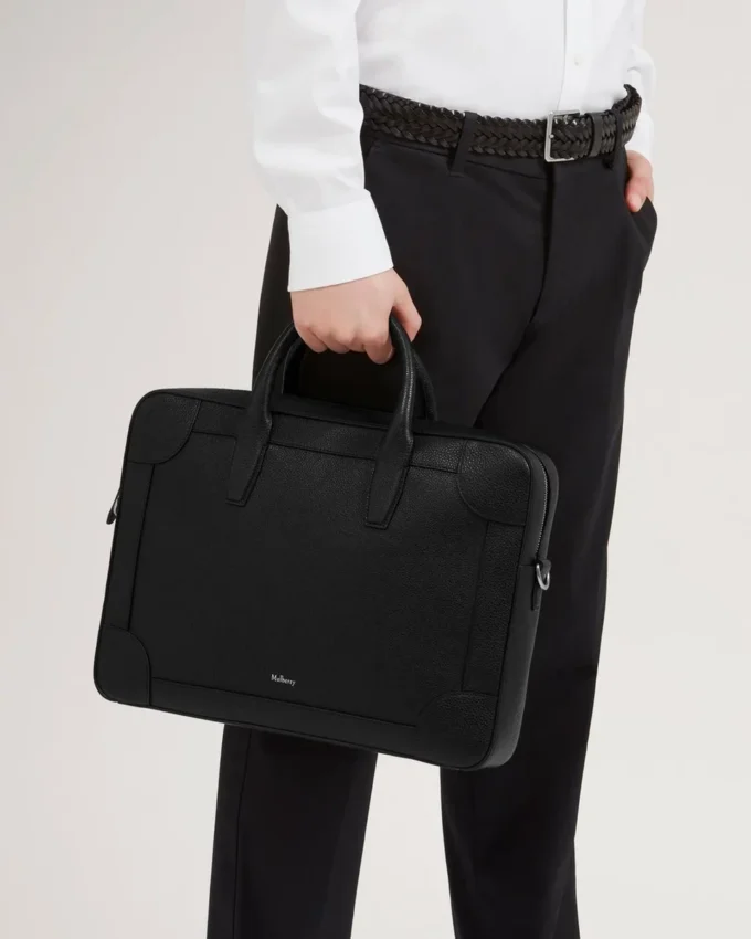 Belgrave Single Document Holder Black Small Classic Grain