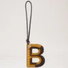 Bi-Colour Leather Keyring – B Deep Amber Silky Calf