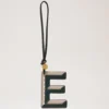 Bi-Colour Leather Keyring- E Mulberry Green & Chalk Silky Calf