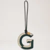 Bi-Colour Leather Keyring – G Mulberry Green & Chalk Silky Calf