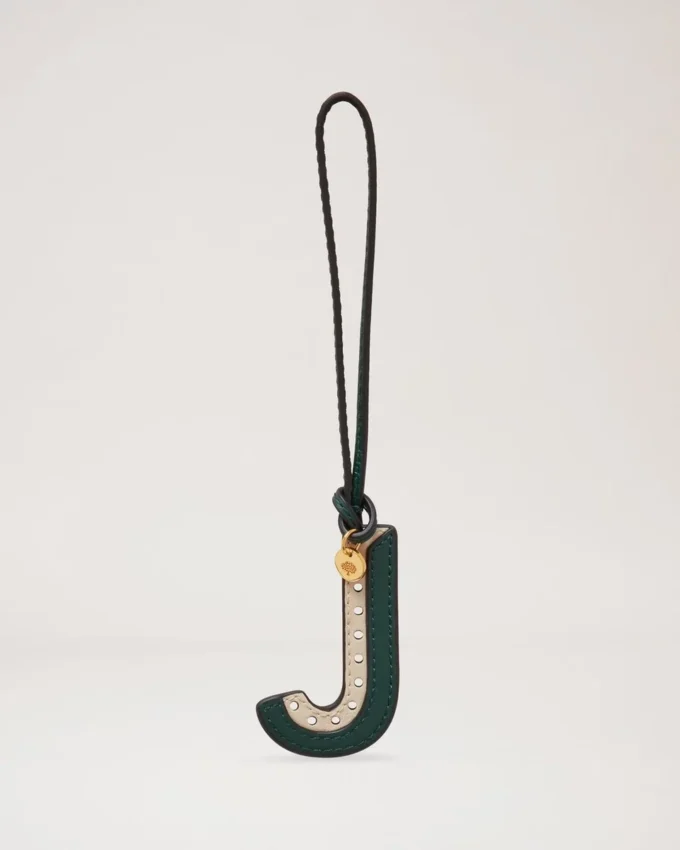 Bi-Colour Leather Keyring – J Mulberry Green & Chalk Silky Calf