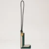 Bi-Colour Leather Keyring – L Mulberry Green & Chalk Silky Calf