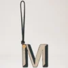Bi-Colour Leather Keyring- M Mulberry Green & Chalk Silky Calf