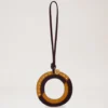 Bi-Colour Leather Keyring – O Deep Amber Silky Calf