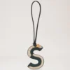 Bi-Colour Leather Keyring – S Mulberry Green & Chalk Silky Calf