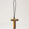 Bi-Colour Leather Keyring – T Deep Amber Silky Calf