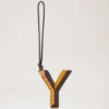 Bi-Colour Leather Keyring – Y Deep Amber Silky Calf