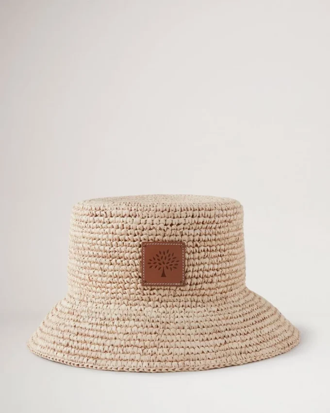 Bucket Hat Beige Raffia Men