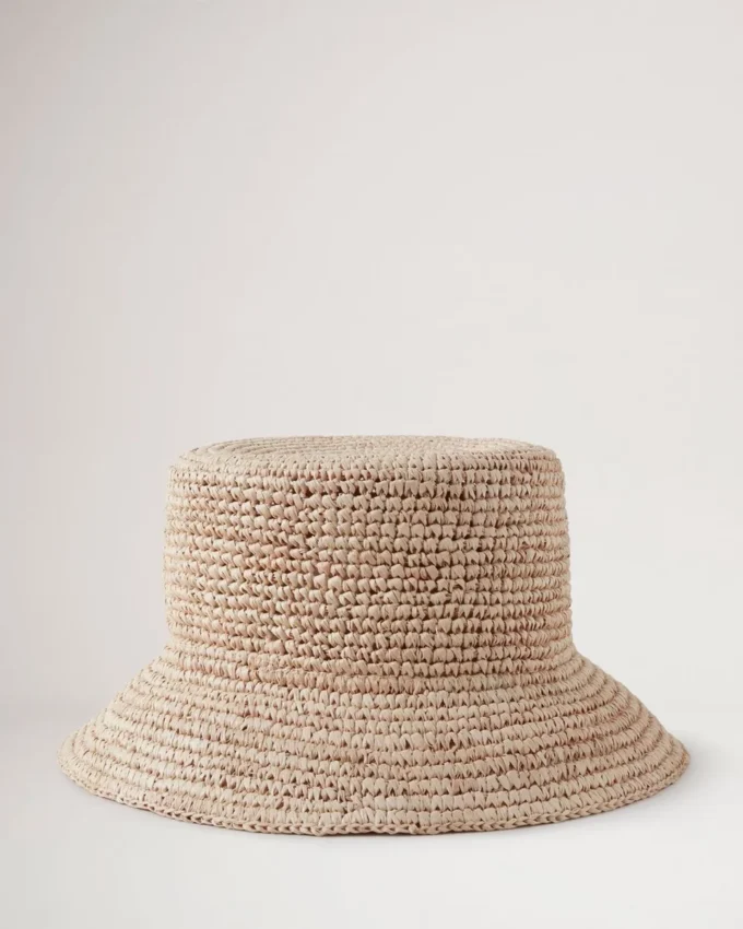 Bucket Hat Beige Raffia Men