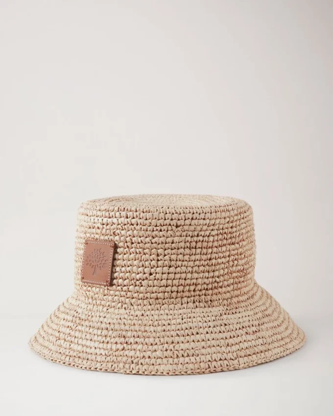 Bucket Hat Beige Raffia Men