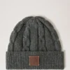 Cable Knit Beanie Charcoal Lambswool Women