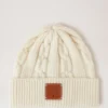 Cable Knit Beanie Ecru Lambswool Women