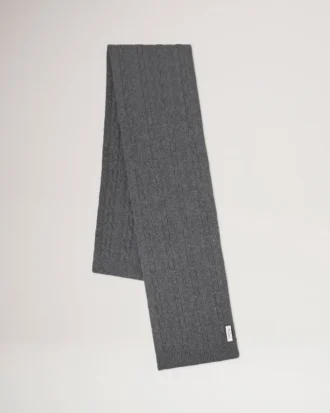 Cable Knit Scarf Charcoal Lambswool Women